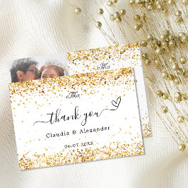 Tarjeta De Agradecimiento Boda elegante de oro blanco