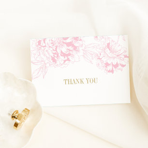 Tarjeta De Agradecimiento Boda elegante de peonía en rosa oro