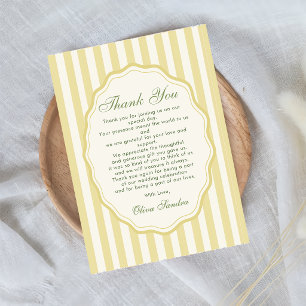 Tarjeta De Agradecimiento Boda Elegante de Raya Amarilla de Cítricos
