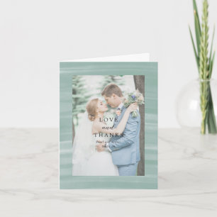 Tarjeta De Agradecimiento Boda elegante de verde suave con estilo costero
