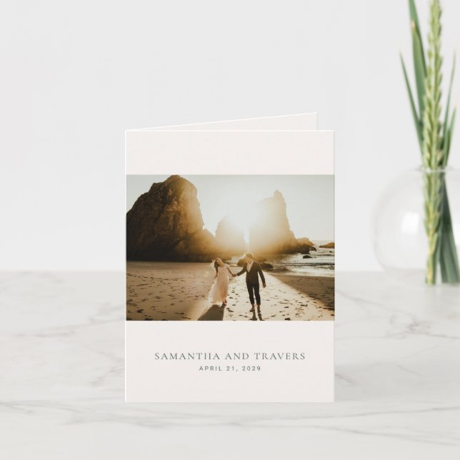 Tarjeta De Agradecimiento Boda elegante del bosque tradicional verde (Anverso)