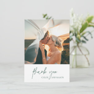 Tarjeta De Agradecimiento Boda elegante del bosque verde clásico