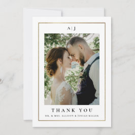 Tarjeta De Agradecimiento Boda elegante en blanco y negro