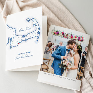 Tarjeta De Agradecimiento Boda elegante en Cape Cod destino