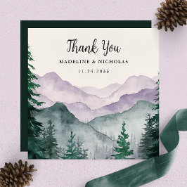 Tarjeta De Agradecimiento Boda elegante en el bosque brumoso de la montaña
