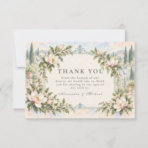 Tarjeta De Agradecimiento Boda elegante en el jardín de magnolias