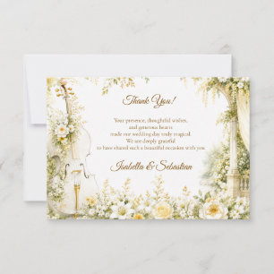 Tarjeta De Agradecimiento Boda elegante en jardín musical
