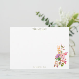 Tarjeta De Agradecimiento Boda elegante floral de acuarela colorida personal