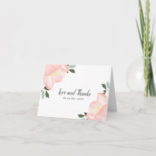 Tarjeta De Agradecimiento Boda elegante floral de acuarela rosa