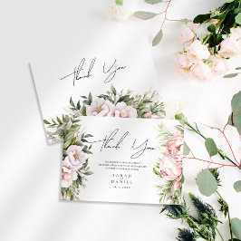 Tarjeta De Agradecimiento Boda elegante floral de melocotón rosa