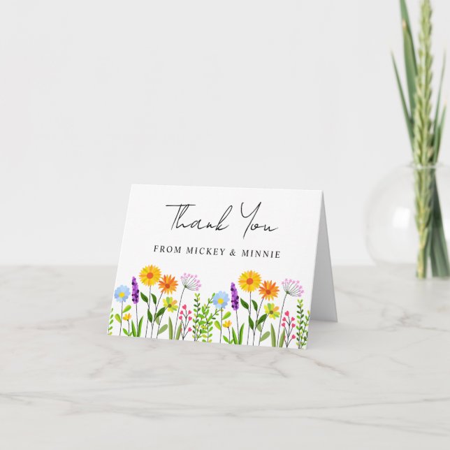 Tarjeta De Agradecimiento Boda elegante floral de primavera (Anverso)