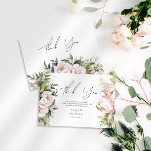 Tarjeta De Agradecimiento Boda Elegante Floral Rosa-Rosa