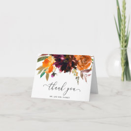 Tarjeta De Agradecimiento Boda elegante floral rústica de otoño