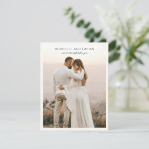 Tarjeta De Agradecimiento Boda Elegante Foto Simple