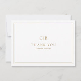Tarjeta De Agradecimiento Boda elegante oro tradicional