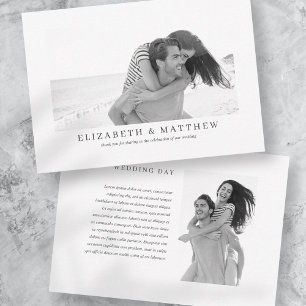 Tarjeta De Agradecimiento Boda   Elegante Personalizado moderno Dos Foto