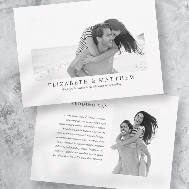 Tarjeta De Agradecimiento Boda | Elegante Personalizado moderno Dos Foto (Subido por el creador)