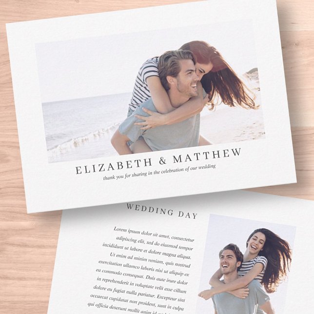 Tarjeta De Agradecimiento Boda | Elegante Personalizado moderno Dos Foto (Subido por el creador)