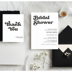 Tarjeta De Agradecimiento Boda elegante retro en blanco y negro