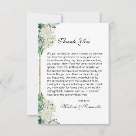 Tarjeta De Agradecimiento Boda Elegante Rosa Blanca y Lilies