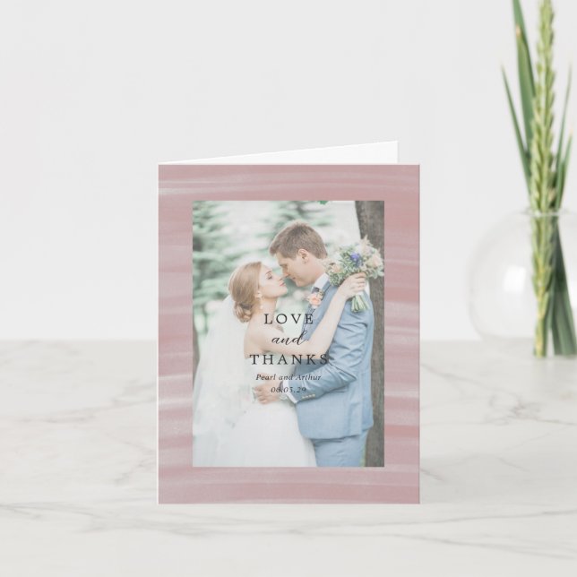 Tarjeta De Agradecimiento Boda elegante rosa chic costero (Anverso)