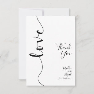 Tarjeta De Agradecimiento Boda, Elegante, Simple, Letra, Gracias