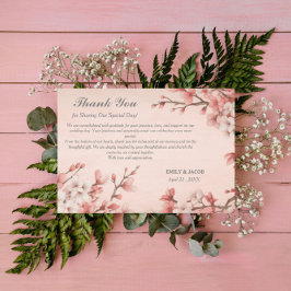 Tarjeta De Agradecimiento Boda elegante Spring Pink Cherry Blossom