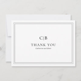 Tarjeta De Agradecimiento Boda elegante tradicional en blanco y negro