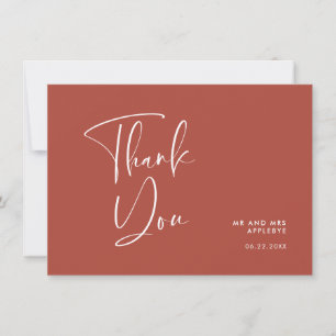Tarjeta De Agradecimiento Boda elegante y moderno de terracota