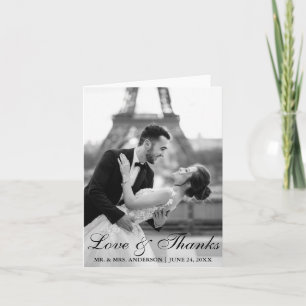Tarjeta De Agradecimiento Boda elegante y moderno Foto Amor y Gracias N