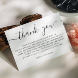 Tarjeta De Agradecimiento Boda elegante y simple | Caligrafía minimalista