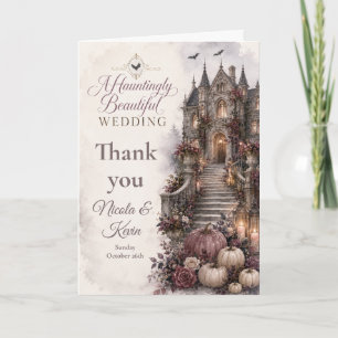 Tarjeta De Agradecimiento Boda embrujada en mansión gótica