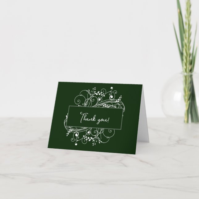 Tarjeta De Agradecimiento Boda Emerald Green Flourish Gracias (Anverso)