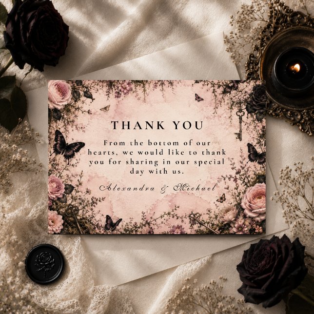 Tarjeta De Agradecimiento Boda Emo Rosa Gótica (Subido por el creador)