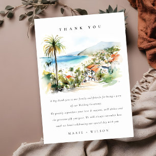Tarjeta De Agradecimiento Boda en acuarela de Puerto Vallarta México