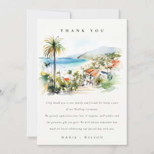 Tarjeta De Agradecimiento Boda en acuarela de Puerto Vallarta México