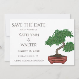 Tarjeta De Agradecimiento Boda en árbol Bonsai japonesa salva la fecha