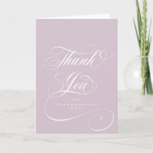 Tarjeta De Agradecimiento Boda en blanco de escritura elegante y rosa suave