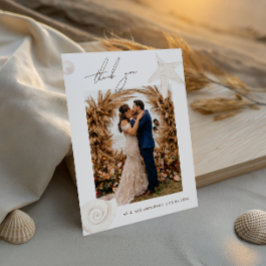 Tarjeta De Agradecimiento Boda en destino de playa con conchas de acuarela