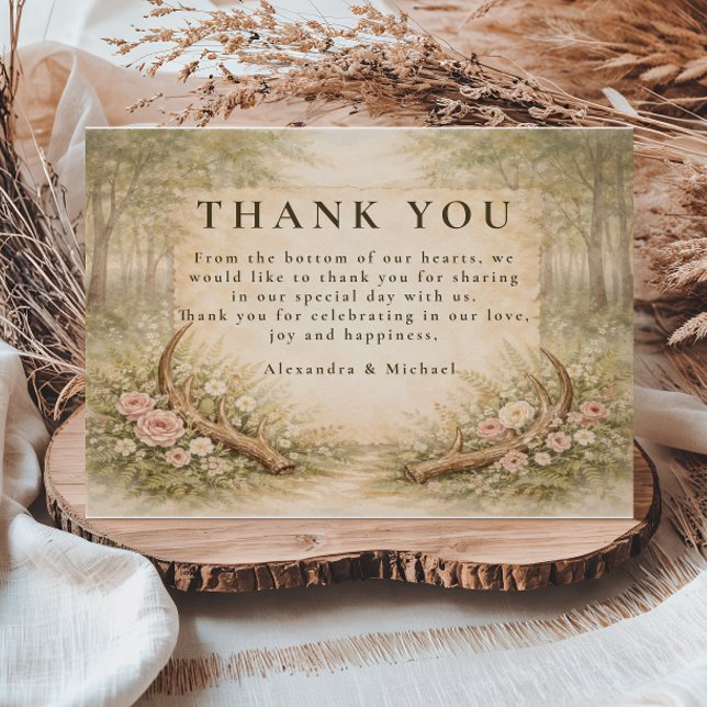 Tarjeta De Agradecimiento Boda en el bosque de cornamenta (Subido por el creador)