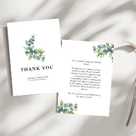 Tarjeta De Agradecimiento Boda en el bosque de eucalipto salvia