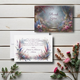 Tarjeta De Agradecimiento Boda en el bosque floral místico