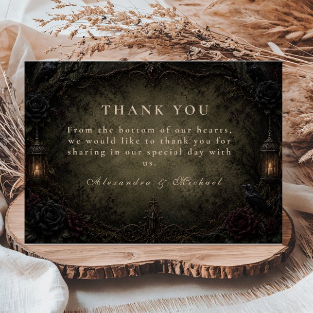 Tarjeta De Agradecimiento Boda en el bosque gótico encantado (Subido por el creador)