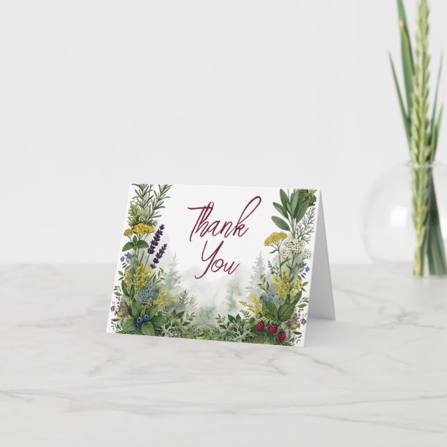 Tarjeta De Agradecimiento Boda en el bosque rústico de madera montañosa (Anverso)