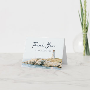 Tarjeta De Agradecimiento Boda en el cabo del faro de piedra Nueva Escocia