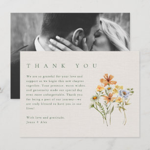 Tarjeta De Agradecimiento Boda en el Jardín Botánico de Flores Silvestres Fo