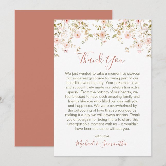 Tarjeta De Agradecimiento Boda en el País de la Rosa Salvaje (Anverso / Reverso)