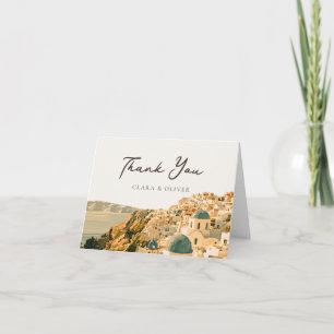 Tarjeta De Agradecimiento Boda en la Caldera de Santorini con vista al Mar E