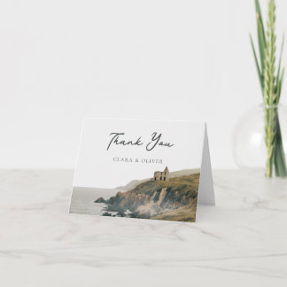 Tarjeta De Agradecimiento Boda en la costa irlandesa de oliva gris marino Ca