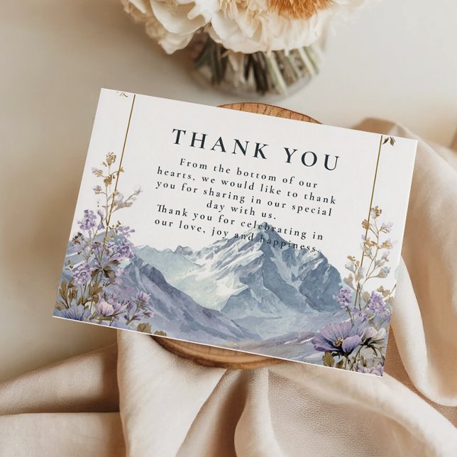Tarjeta De Agradecimiento Boda en la Montaña de Flores Silvestres Suaves (Subido por el creador)
